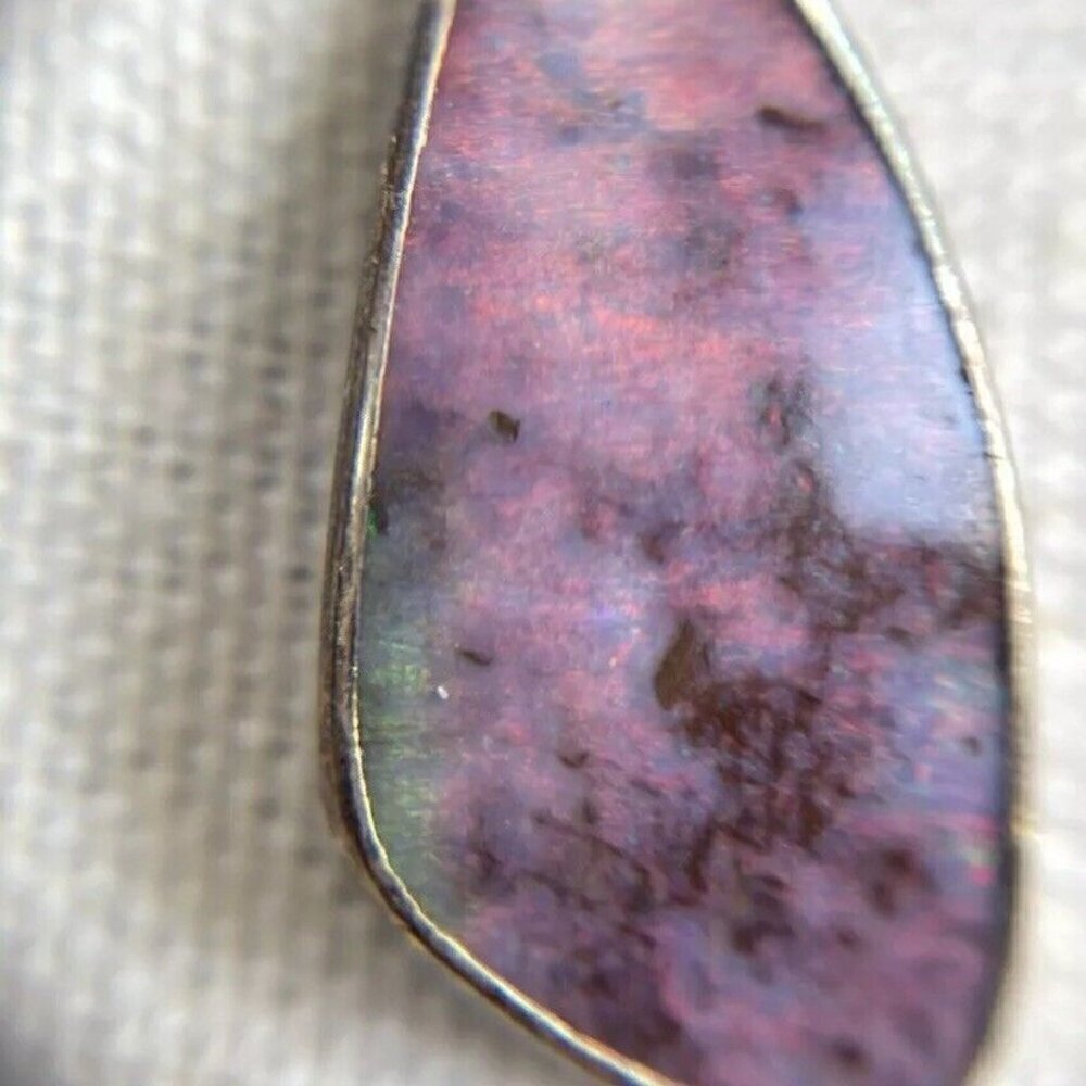 Vintage Eudialyte Multi Color Gem Native Sterling Silver Dual Sided Pendant
